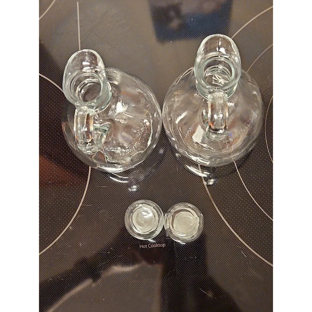 Vintage Anchor Hocking Cruet Set W/ Stoppers Oil & Vinegar Serving Set